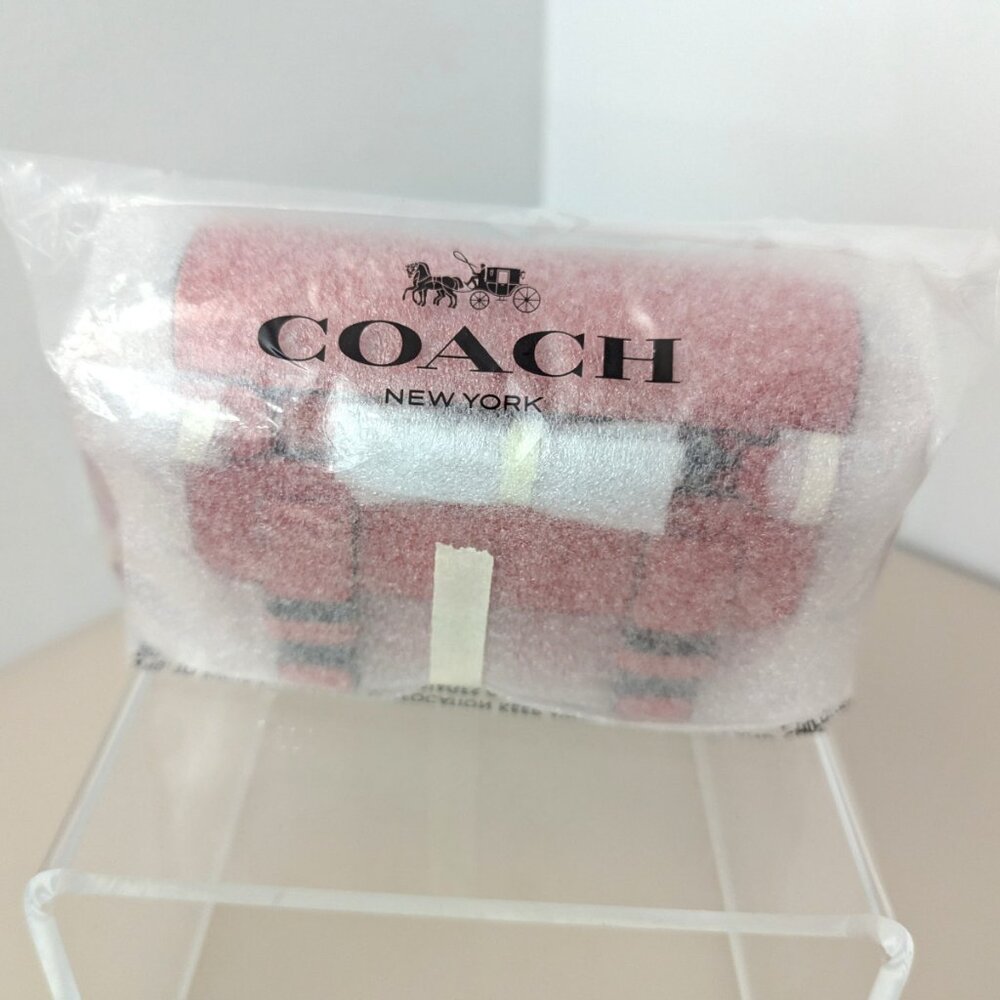 COACH Micro Track Bag Charm Key Fob Gunmetal Miami Red Carabiner Clip C9981 - Picture 9 of 10